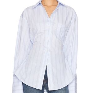 Helsa Light Blue Striped Button-Up Shirt